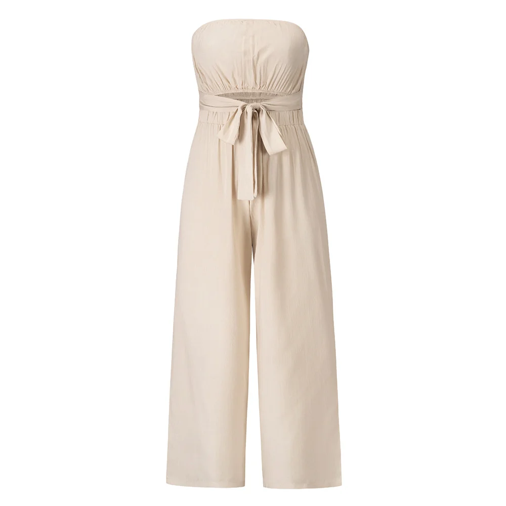 Spring and summer new casual fashion suit sexy slim-fit rompers straight pants suit for women