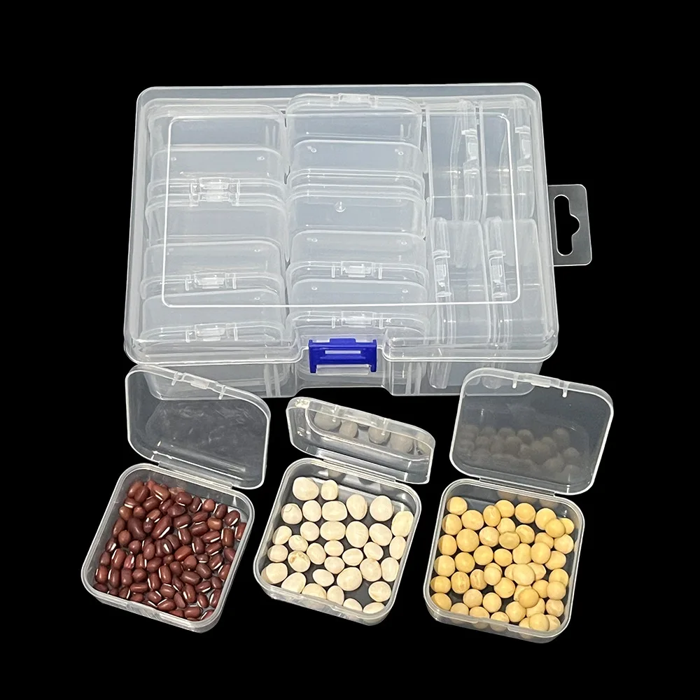 Plastic Storage Box Transparent With 12/14/15/20 Grids For Bead Sorting Jewelry Miscellaneous Items Organizer