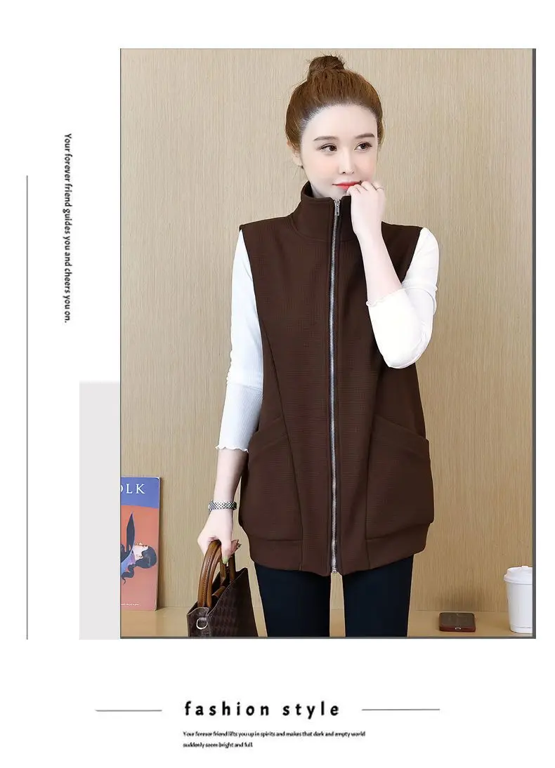 Frauen Weste Neue Stil Herbst Stil Lose Vielseitige Strickjacke Sweatshirt Weste Casual Einfarbig Vielseitige Jacke – Detail 12