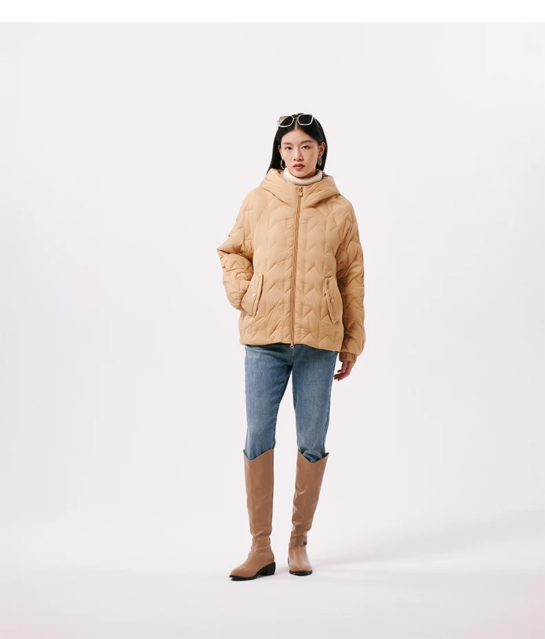 Chericom Korean Fashion Hooded Women's Autumn Winter Down Jacket Light Plaid Casual Versatile Solid Color Puffer Coats 299059