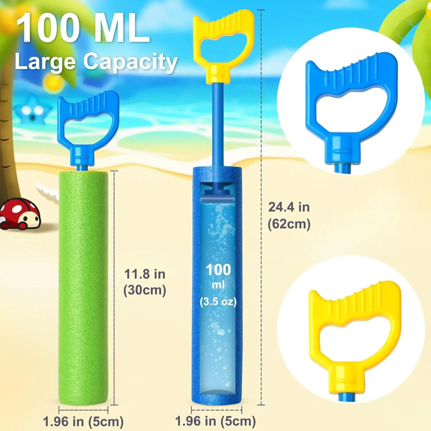 Summer beach water toy children's large draw type foam water gun EVA material high-pressure water gun outdoor water play 2