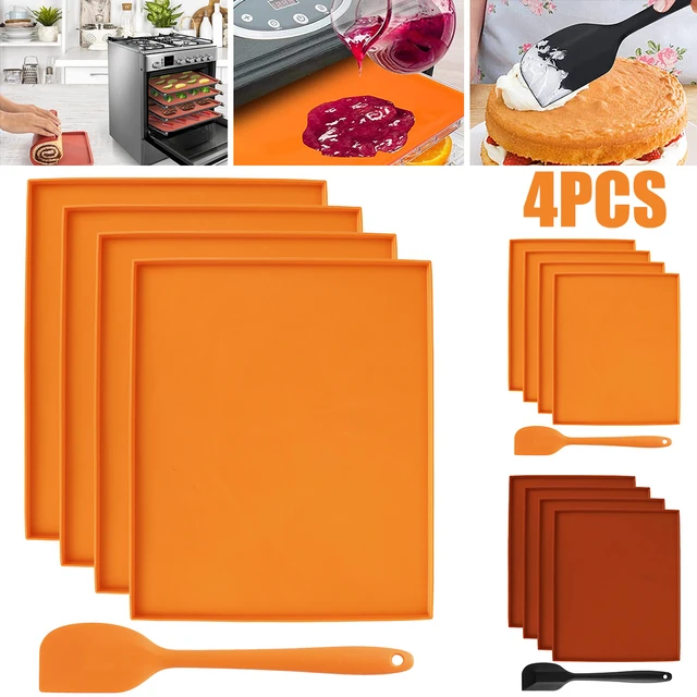 4Pcs Silicone Dehydrator Mats with Edge Non-stick Dehydrator