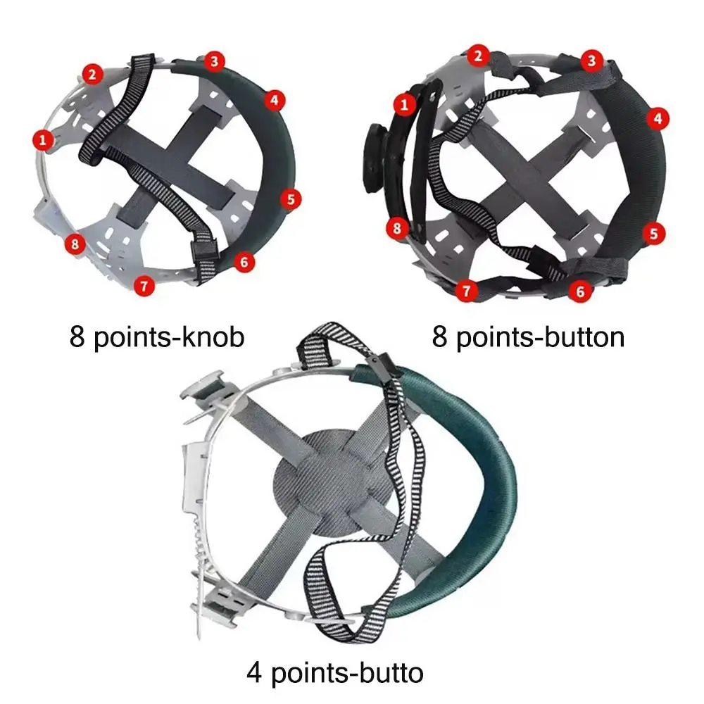 4/8 Points Support Helmet Lining Suspension System Black&grey Hat Adjustable Lock Strap Sweat Absorption Head Belt