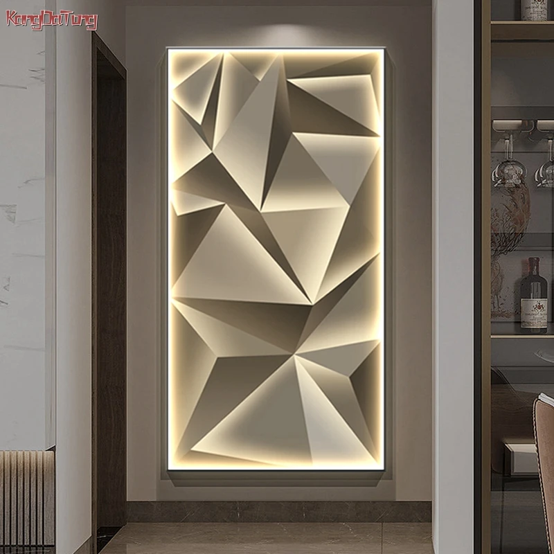 ModernGeometricAbstractLightInteriorPaintingLedWallHanging