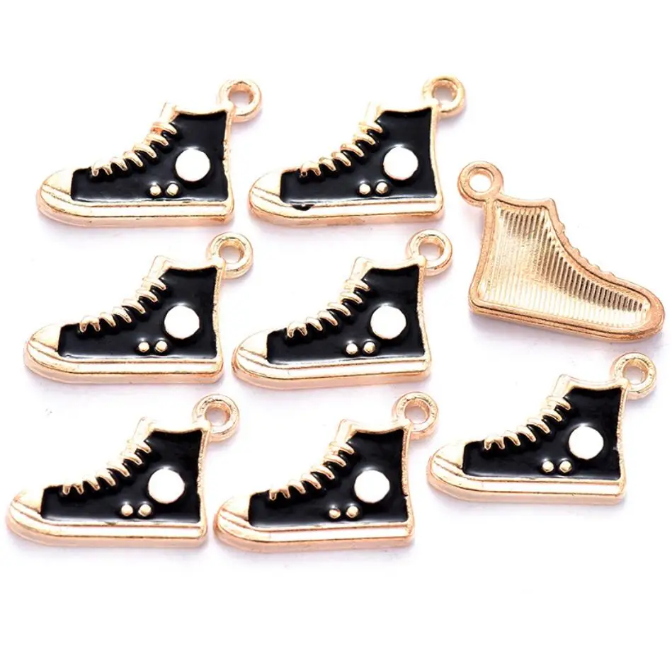 100pcs 19*12mm Enamel Gym Sports Shoes Charms Pendants for Bracelets Earrings Sneaker Charms Handmade Jewelry  DIY Making F0730