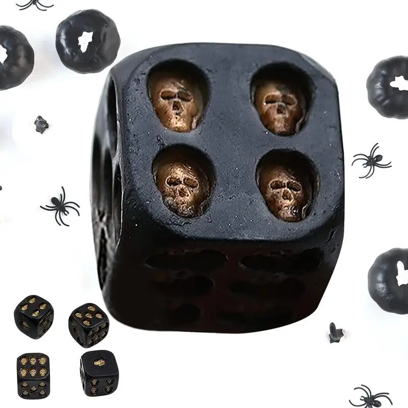 Black Skull Dadi 1/5Pcs Skull Dadi Cube Dadi Halloween Dadi Ornamento Da Tavolo Dadi Scheletro Vintage Per Giochi Da Tavolo Di Halloween Poker