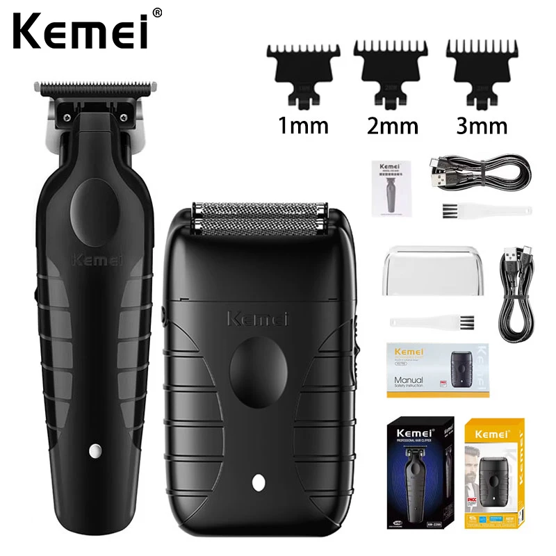 케메이 KM-2299 전문 헤어 클리퍼 1200mAh 전기 헤어 클리퍼 KM-T95 USB 충전식 면도기 무선 헤어 트리머 키트