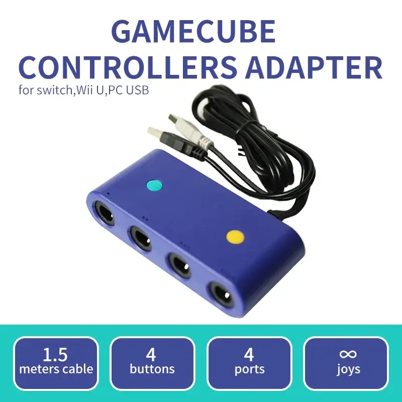 

BlueRetro Controller Converter For NGC Gamecube Controllers Adapter for Nintend Switch /Wii U/PC 4 Ports With Turbo And Home Key