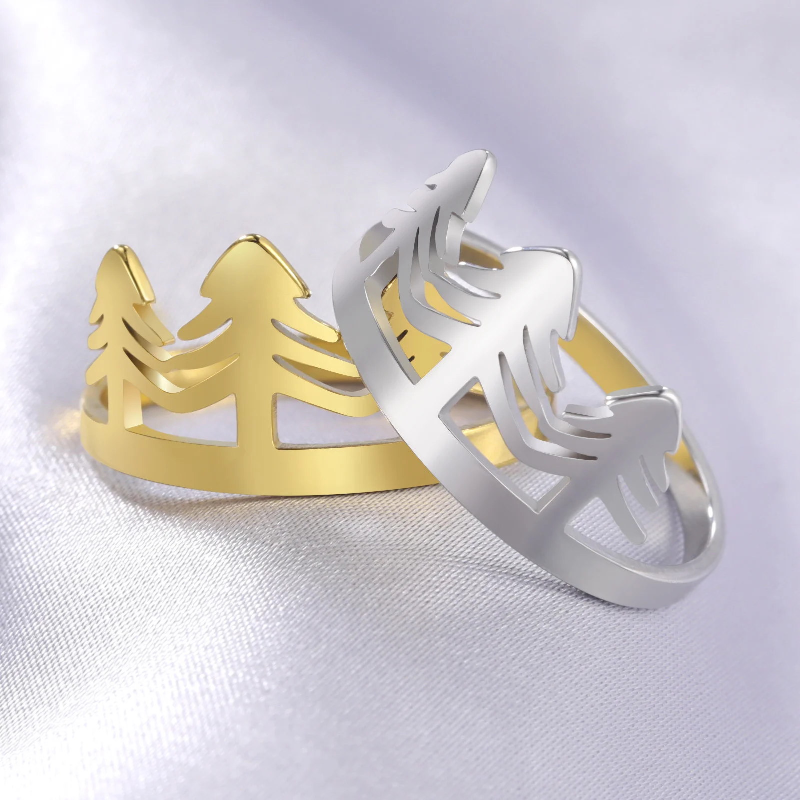 Jesus Kreuz Schmetterling Unendliche Symbol Blume Mond frauen Ringe Edelstahl Mode Hochzeit Casual Ring Weiblichen Schmuck Geschenk – Detail 5
