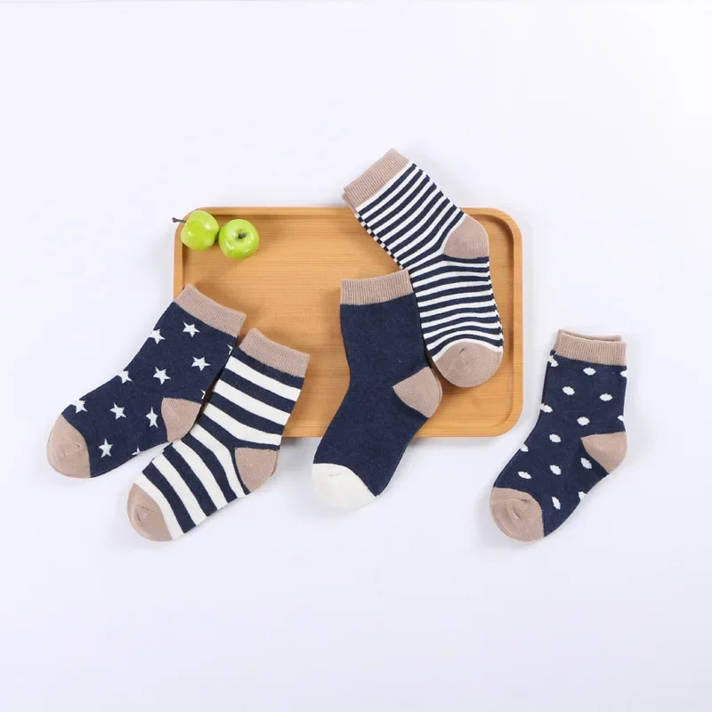 

5 Pairs/Lot Cartoon Baby Socks Spring Autumn Stripe Dot Girls Boys Ankle Socks Soft Toddlers Short Socks 0-5Y Children