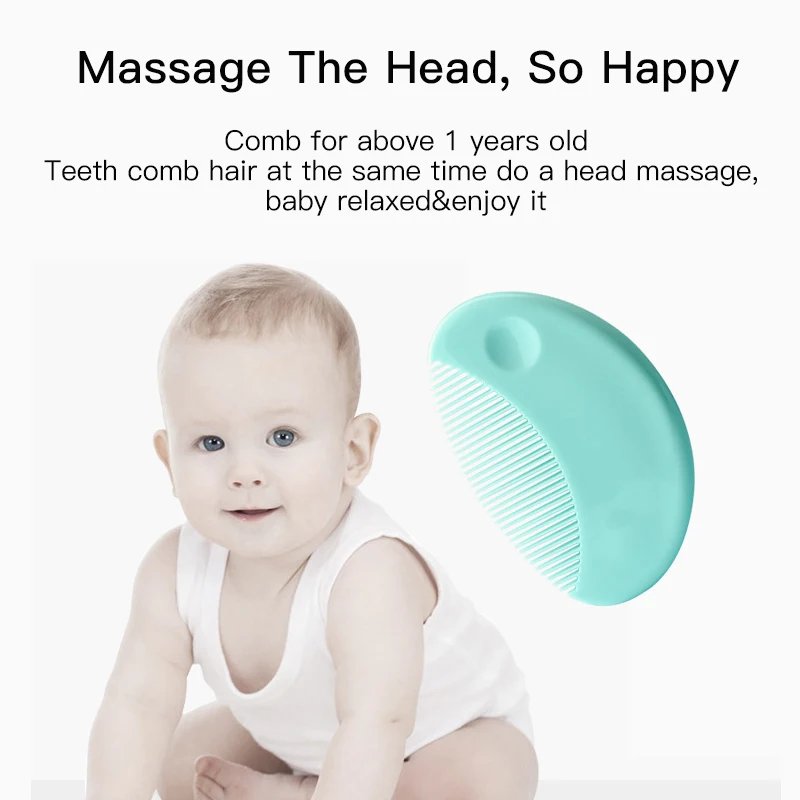 2 in 1 Eco-friendly Infant Care Baby Comb Brush Set Soft Bristles Hair Brush Round Shape