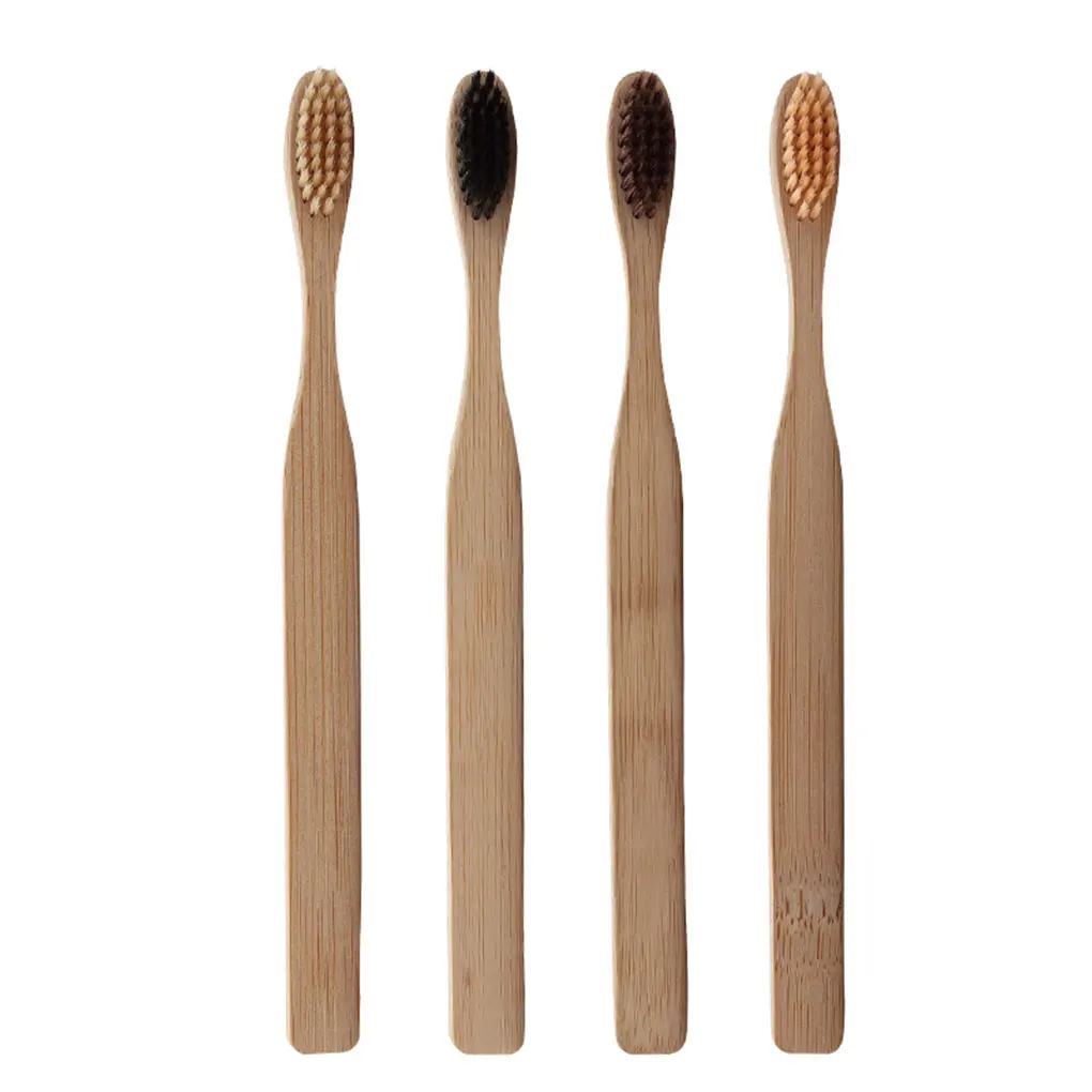 

4PCS Set Environmental Bamboo Charcoal Toothbrush Oral Health Low Carbon Medium Soft Bristle Wood Handle Toothbrush