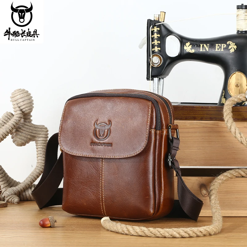 BULLCAPTAIN حقيبة ساعي جلدية للرجال، حقيبة كتف عمل...