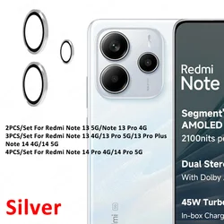 3D Metal Camera Protector Case with Glass Lens Ring for RedmiNote15 Pro 5G (Silver 01)