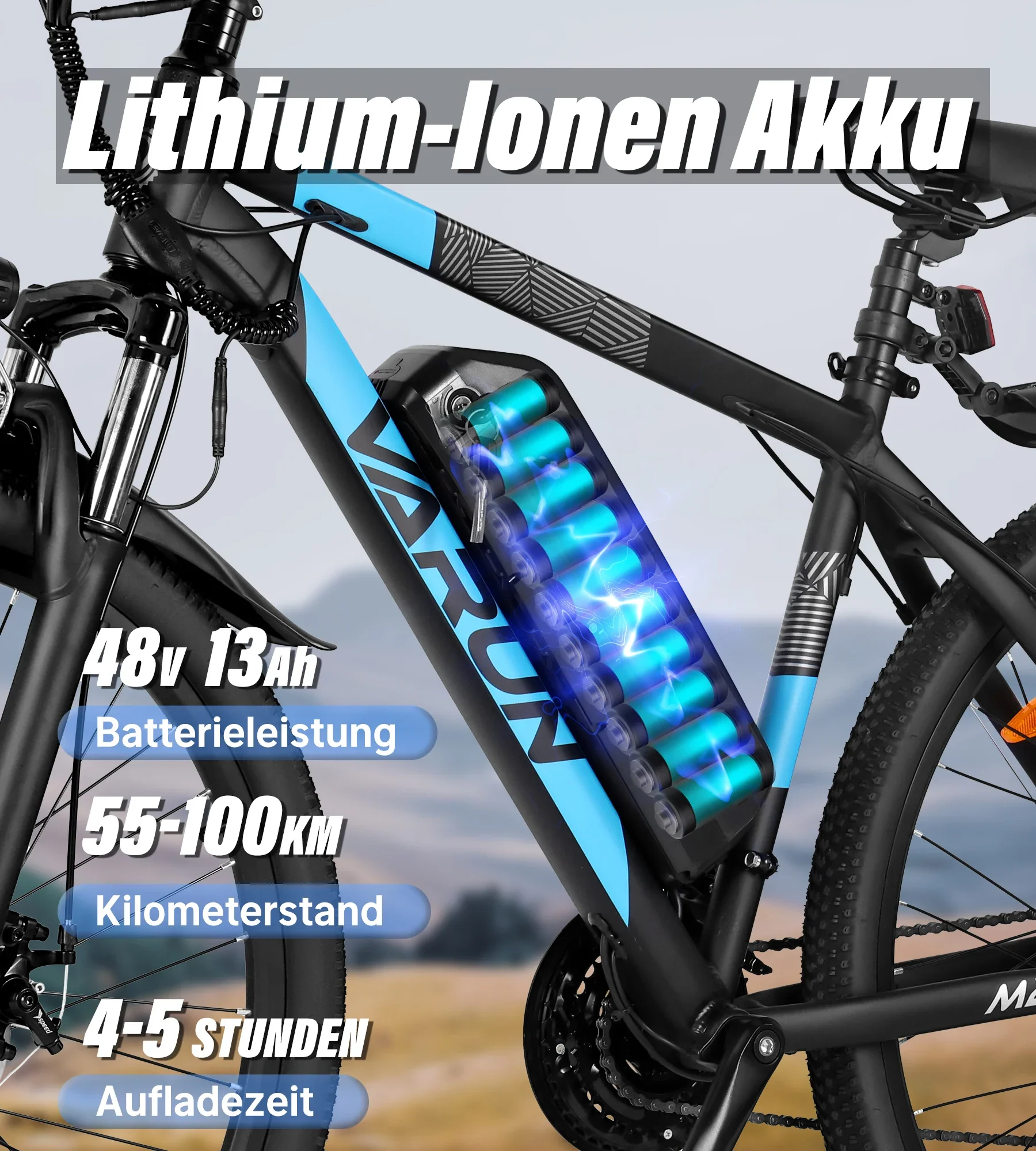 VARUN M27-1 Erwachsenen-Elektrofahrrad 250W 48V13AH Allterrain-Universalmodell 27,5 Zoll Fat Tire Aluminiumlegierung-Rahmenmaterial – Detail 5