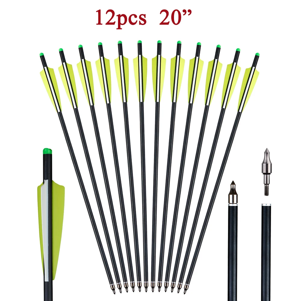 12-Pack 20 Carbon Arrows with 125-Grain Removable Tips