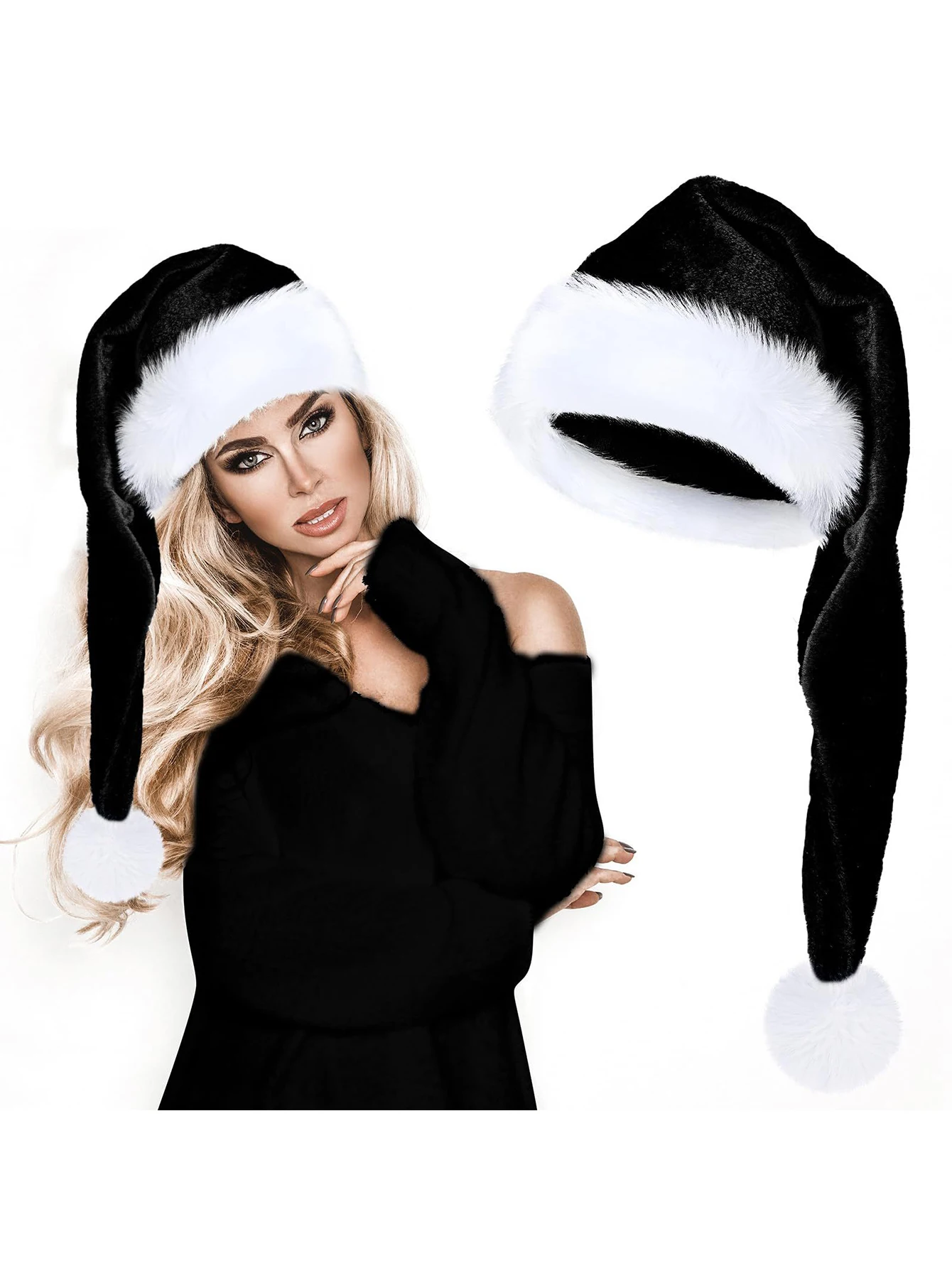 1pc plush Christmas hat Christmas party hat men's and women's New Year party party decorative hat