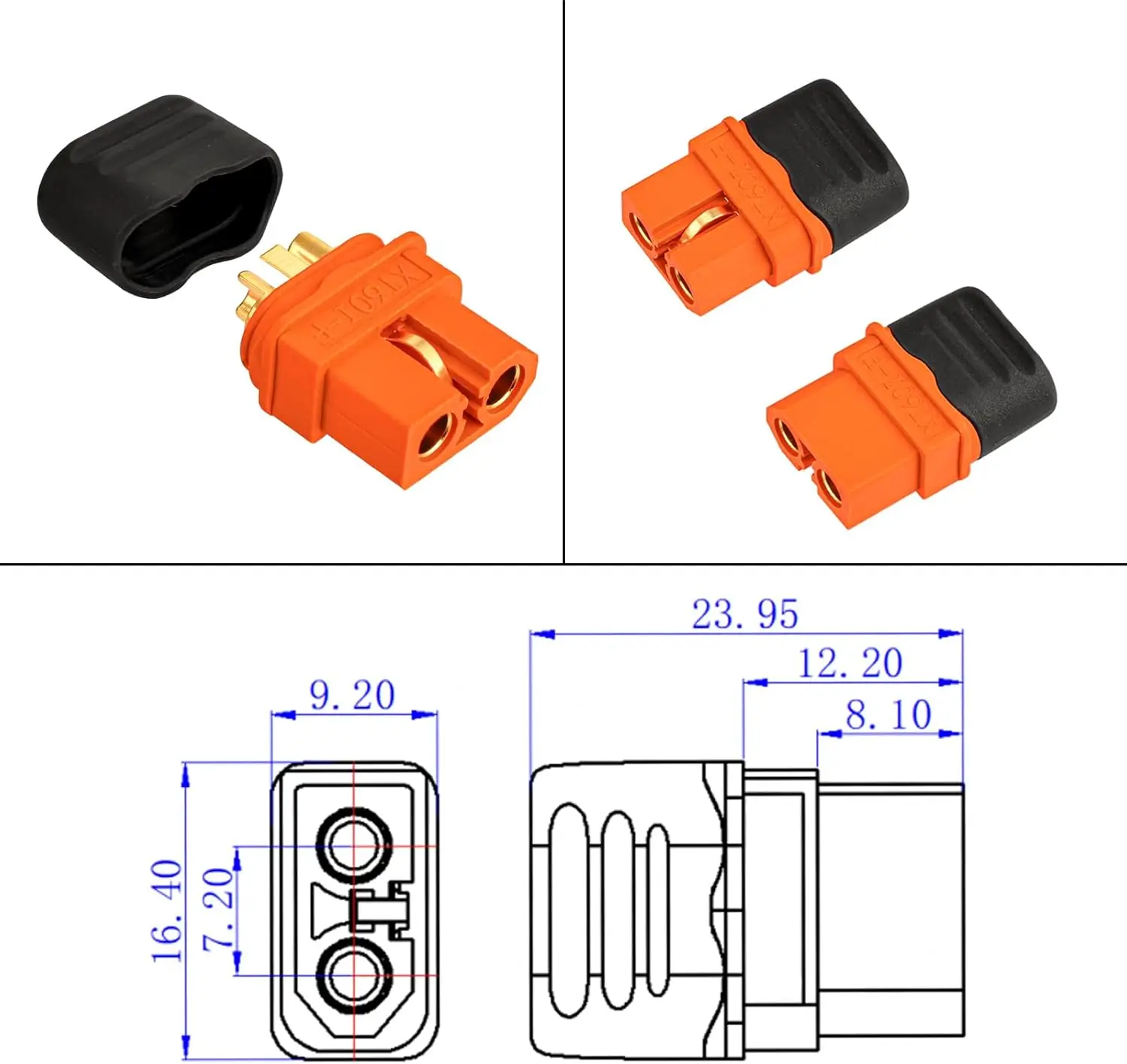 12AWG 2피트(60cm) 태양광-XT60i 케이블 2, 10, 25, 35, 50, 75, 100피트(30.5m) 태양광 커넥터-XT60i 어댑터 케이블 (휴대용 발전소용) (2피트)