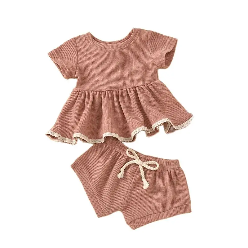 Cotton Linen Baby Girl Summer Shorts Suit