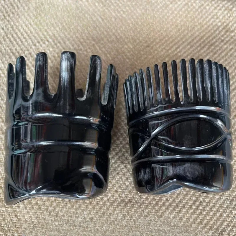 Cow Horn Hair Scrubbing Combs Clean Scalp расческа Head Meridian MassageBrush Wide Tooth Cow Horn Comb barber hairdressing tools