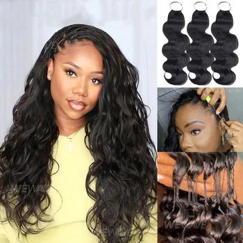 Human Crochet Hair Feather Crochet Human Hair Body Wave Pre-Separated Extension Bundle Knotless For Braiding Twist Reusabl 1