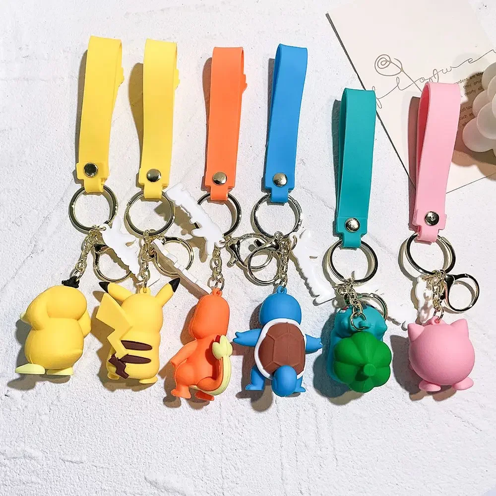 Pokemon Pikachu Keychain Anime Action Figure Toy Kawaii Cartoon Fashion Charmander Psyduck Doll Keyring Car Bag Pendant Kid Gift plush keychain key chain bunny keychain balloon dog keychain