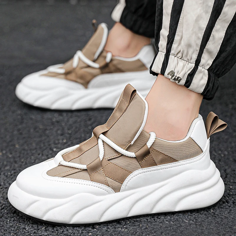 New Trend Thick Sole Bread Shoes Men Casual Shoes Non-Slip Running Platform Sport Shoes Comfortable Student Board Shoes Sneakers 2