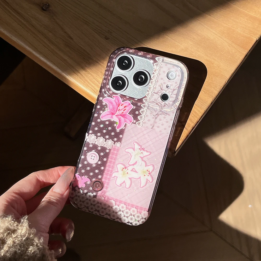 Lace Trim Girly Vintage Floral Polka Dot Phone Case