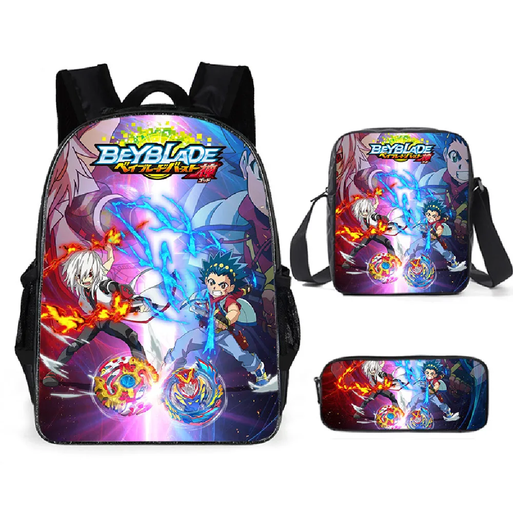 Popular Beyblade Burst Evolution 3D Print 3pcs/Set pupil School Bags Laptop Daypack Backpack Inclined shoulder bag Pencil Case
