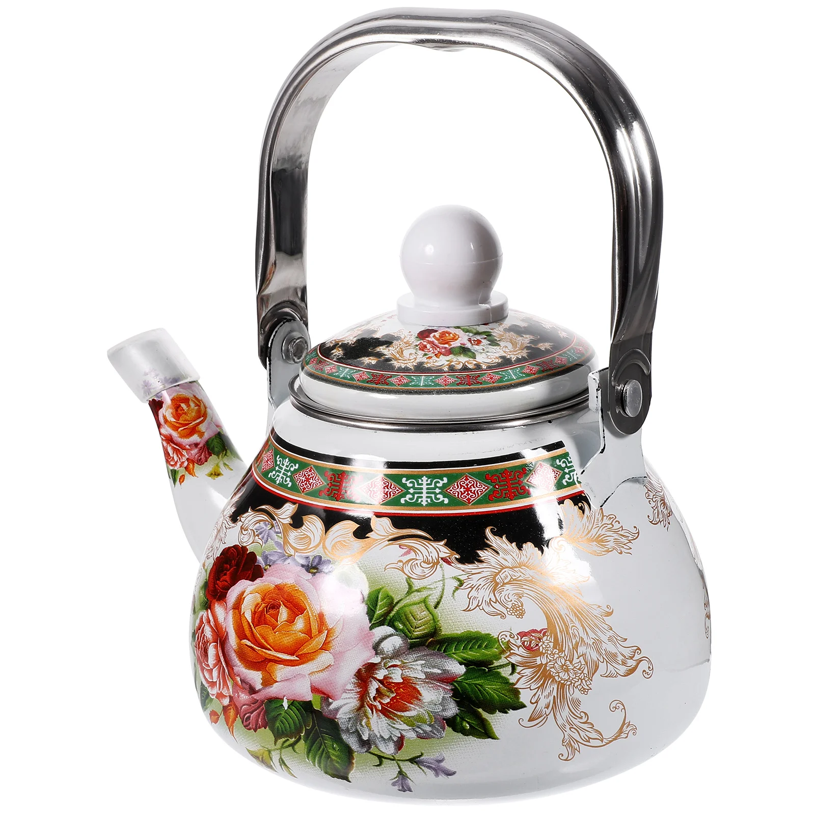 

Enamel Pot Tea for Loose Water Pour over Coffee Kettle Stove Top Teapot Stovetop Pots Big Flower Serving
