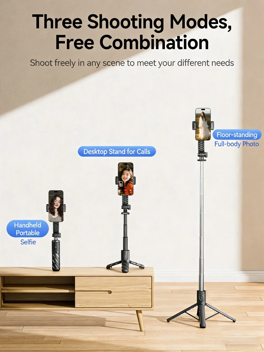 ORICO 블루투스 셀카 스틱 삼각대 폰 스탠드 홀더 지원 IOS 안드로이드용 확장형 10m 블루투스 원격 셔터 범용