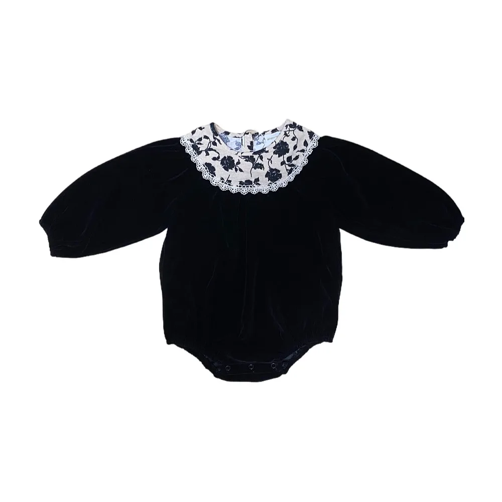 Runs Half Size Bigger Fall New Girl Velvet Retro Dress Children Floral Patchwork Clothes Kids Sweet Princess Dress, #7122