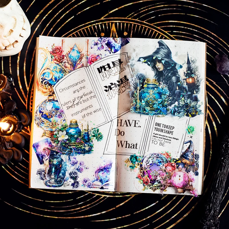 Yoofun 5x200cm Magic Book Vintage Shell Light PET Tape Creative DIY Journal Scrapbooking Collage Decor Masking Tape Card Making 4