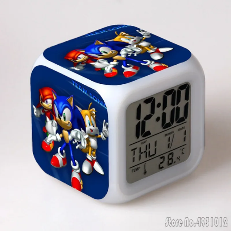 thumbnail image 1 of Admira el despertador Sonic The Hedgehog Sonic The Sonic Boy, creativo, para estudiantes, 8 x 8 x 8 cm, con luz LED, pantalla de hora, semana y mes, 1 of 5