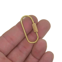 Oval Brass Screw-Lock Carabiner Keychain Clasp for Jewelry and DIY Projects (A)