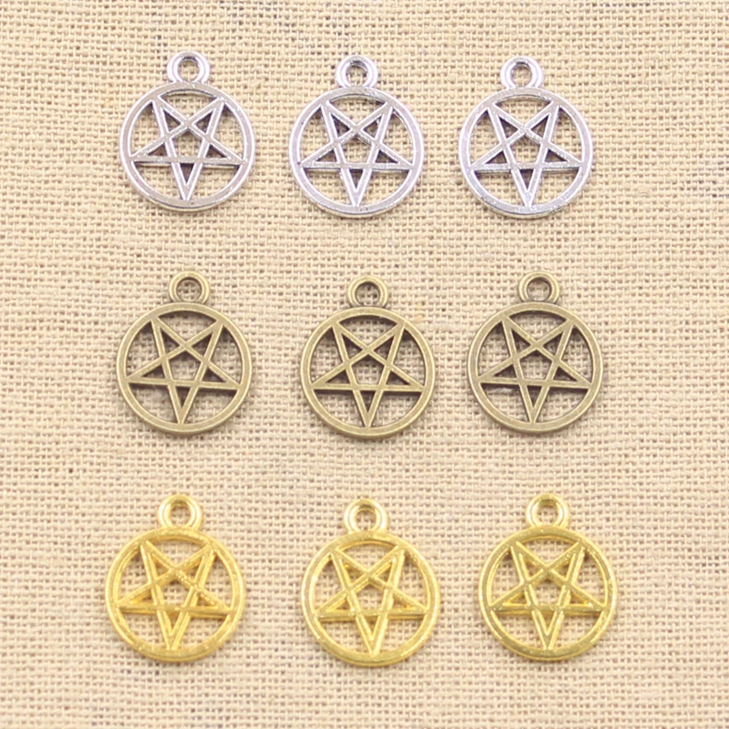 15 stücke Charms Stern Pentagramm 17x14mm Antike Bronze Silber Farbe Überzogen Anhänger, Die DIY Handgemachten Tibetischen Finding schmuck