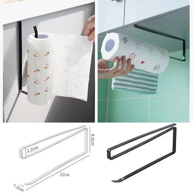 Creative Perforation-free Hanging Storage Rack Kitchen Paper Towel Rack Cabinet Paper Plastic Wrap Spread Layout