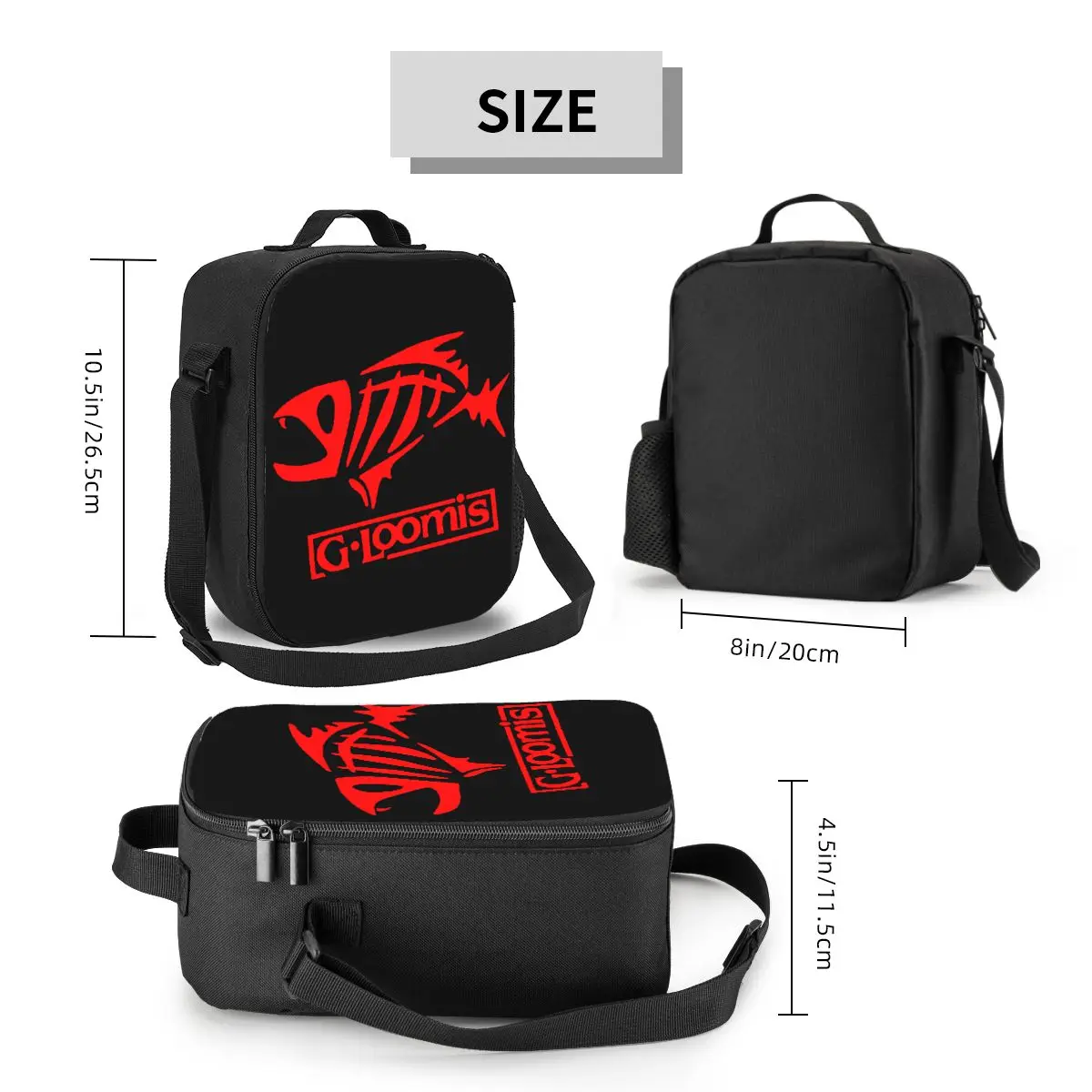 Gloomis Fly Fishing Lunch Bag Men Women Cooler Thermal Insulated Lunch Boxes for Kids School Red