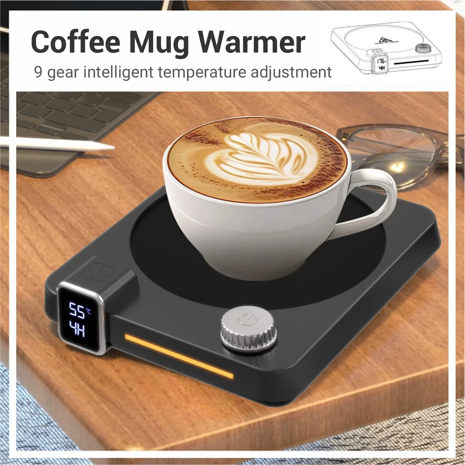 Coffee Mug Warmer 9 Temperature Settings Electric Cup Warmer with Auto Shut Off Timer for Coffee Tea Milk Beverage Heating Pad