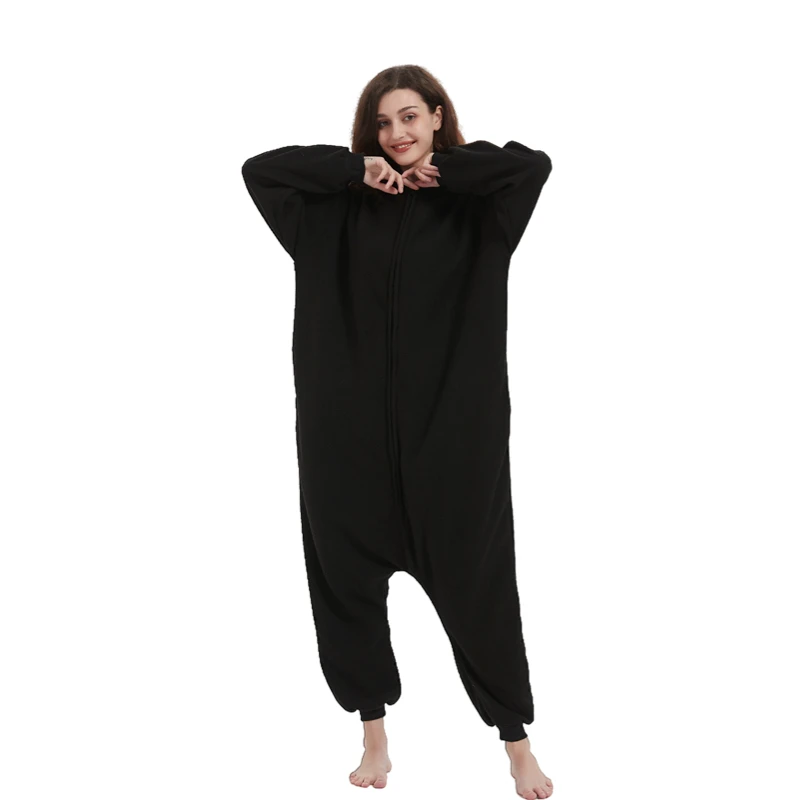 Zipper Goat Adult Men Woman Onesie Pajama Fleece Cartoon Black Bighorns Cosplay Kigurumi Costumes Jumpsuit Birthday Pijama