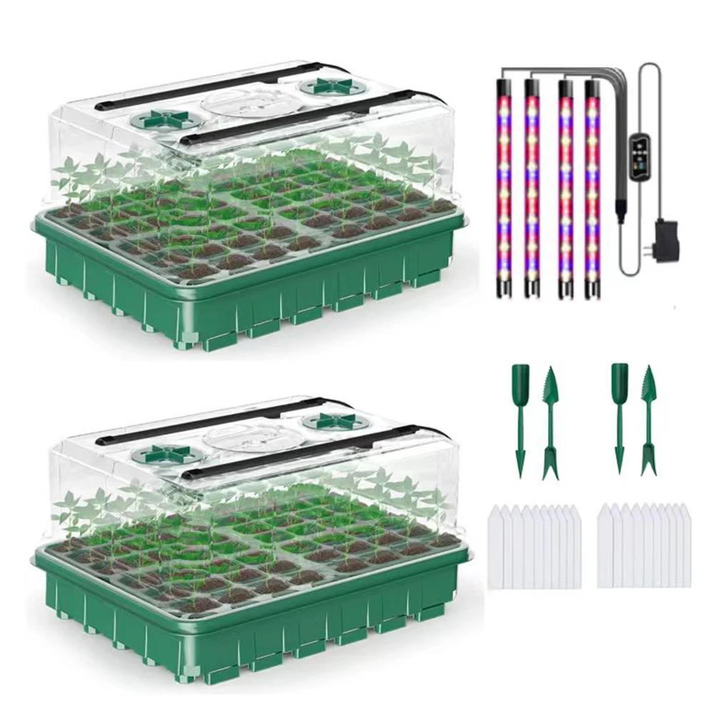 

Seed Starter Tray With Grow Light, Adjustable Humidity And Temperature Switch, 80 Cells Seed Starter Kits For Greenhouse, Hydrop