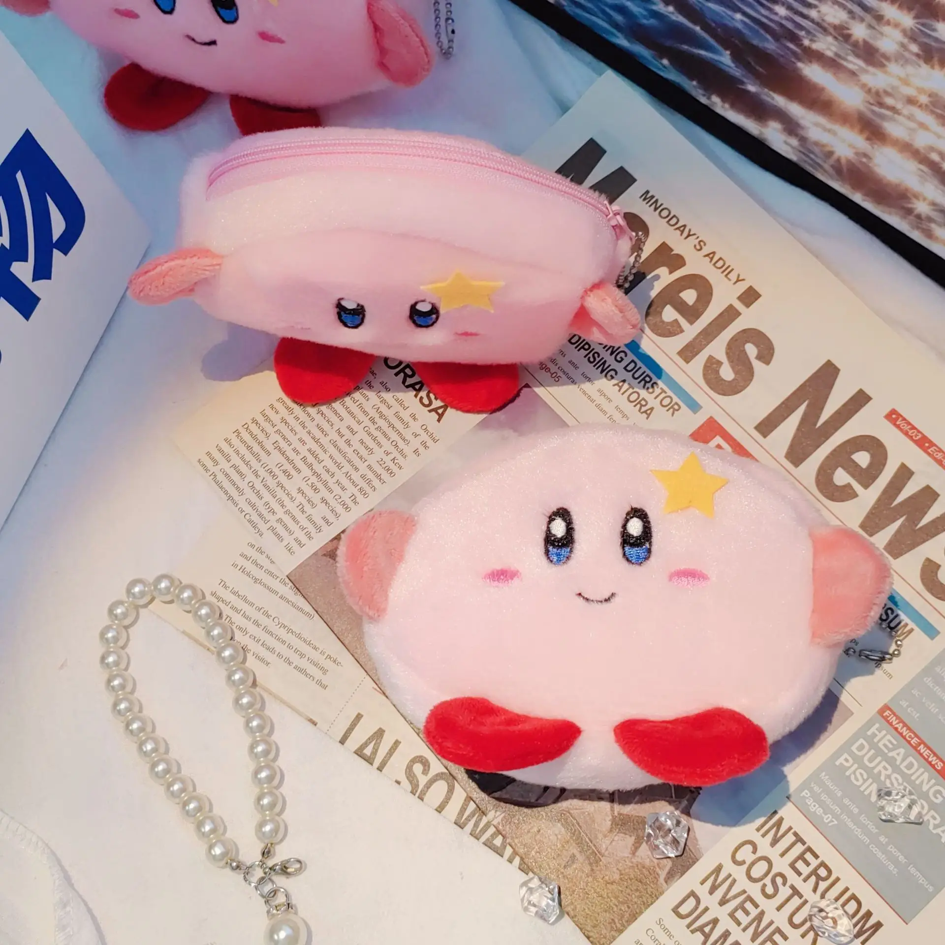 

Kirby Portable Lipstick Money Bag Celebrity Coin Purse Anime Cartoon Doll Stuffed Pp Cotton Birthday Holiday Girl Gift 10*14cm