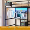 Bunk Bed Twin Over Twin W Desk, Led Lights & Storage Shelves and Drawers, Safety Guardrail and Ladder, L-Shaped Children Bed 4