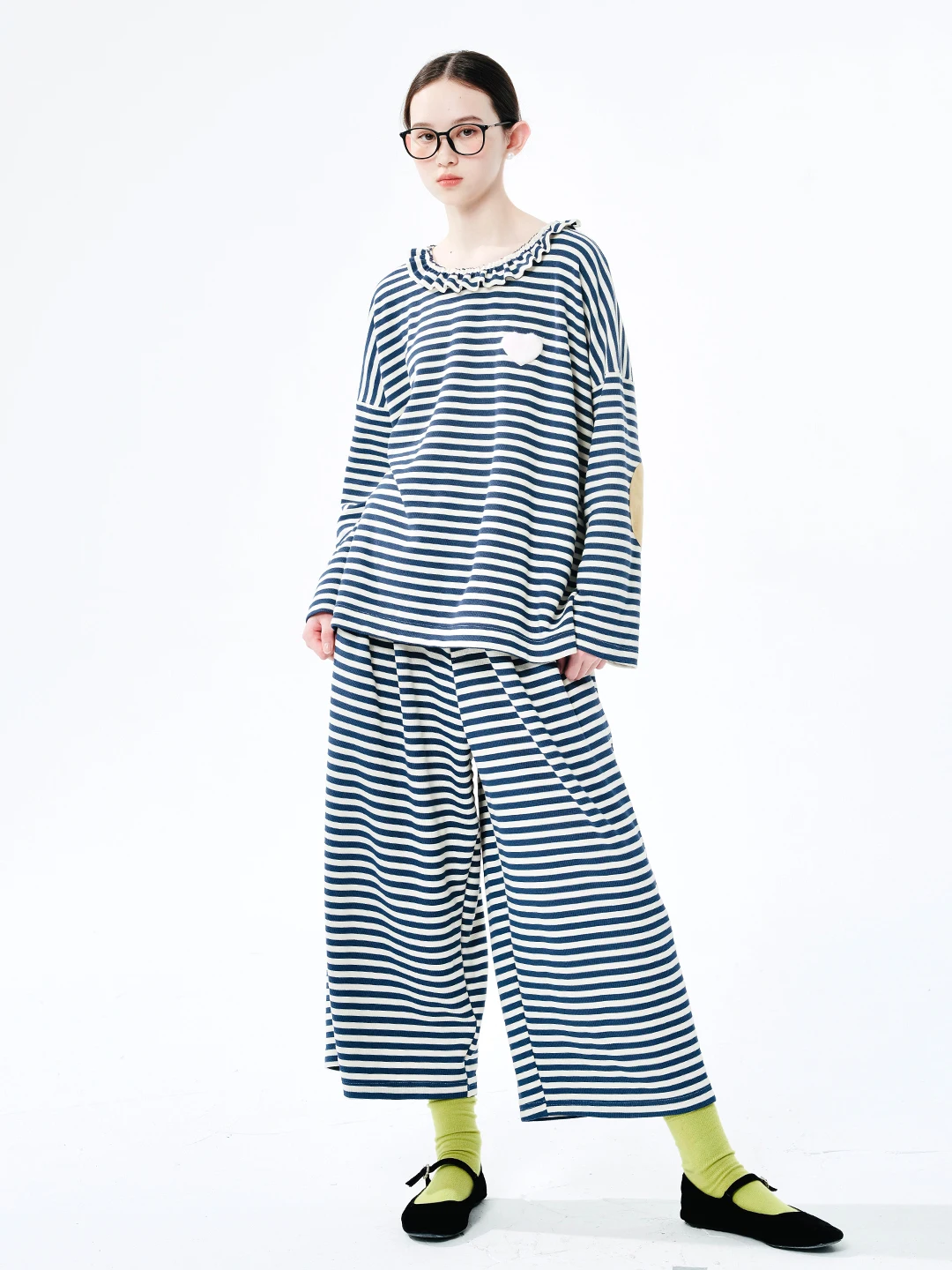 imakokoni 2024 spring new style blue striped wide leg pants loose casual pants women 244528