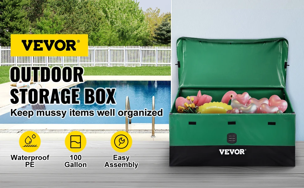 SucceBuy Outdoor Storage Box Patio Deck Box 100 /150 /230 Gallon Waterproof PE Tarpaulin Patio & Garden Furniture Home & Garden