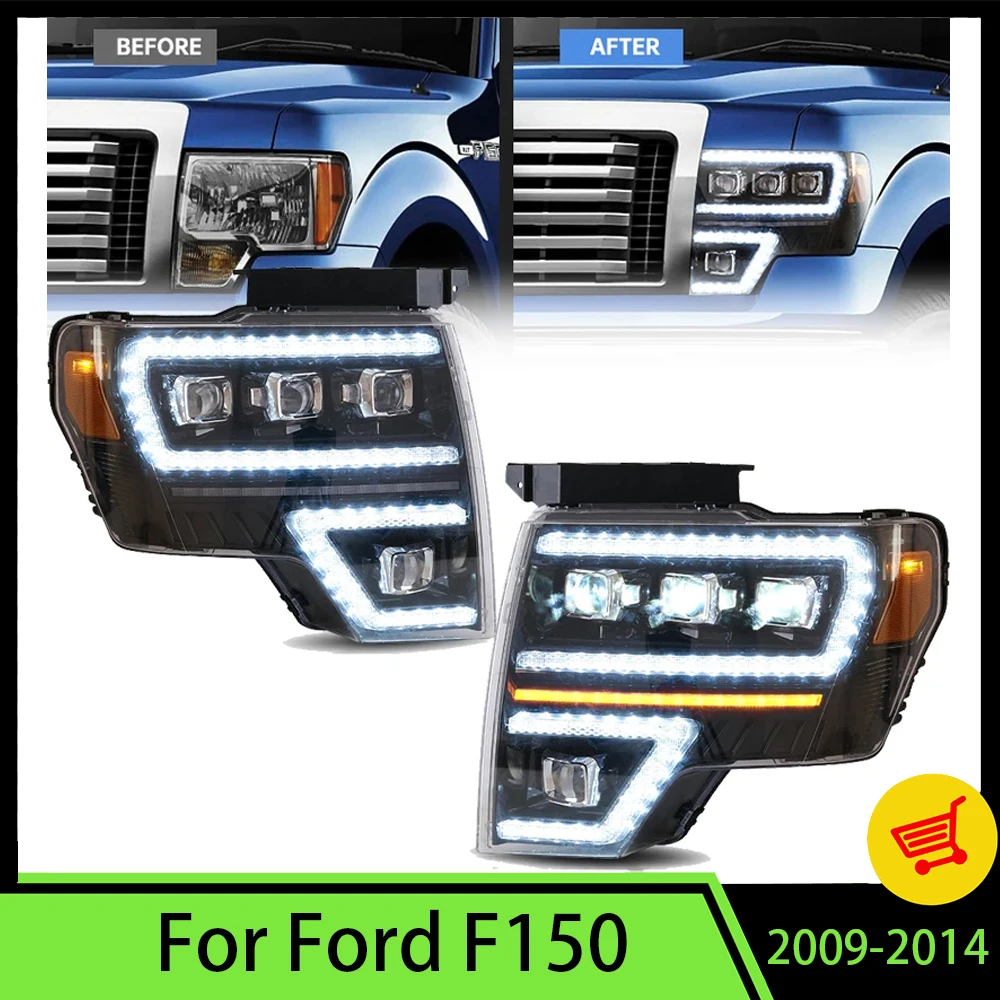 

LED Headlights for Ford F150 2009-2014 Front Lamp Dynamic Turn Signal SVT Raptor Lariat Platinum