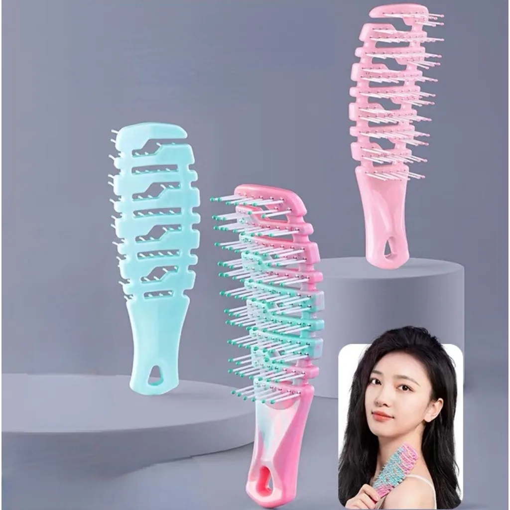 New Gradient Hollow Out Hair Brush Scalp Massage Comb Hair Styling Detangler Wet Dry Curly Hair Fast Blow Drying Detangling Tool voremy magical brush detangler detangling brush ultra detangler brush fast drying styling massage hairbrush women and kids