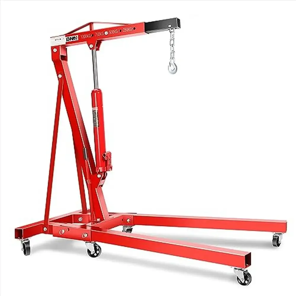 Foldable Hydraulic Engine Hoist Crane Lift Auto Repair 1 Ton Shop Crane with Wheels and 4 Adjustable Positions