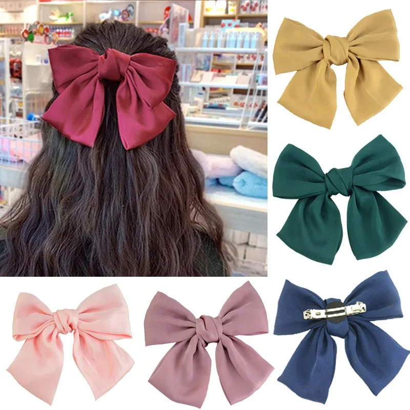 Elegant Satin Butterfly Hair Bow Clip - Trendy Bowknot Accessory