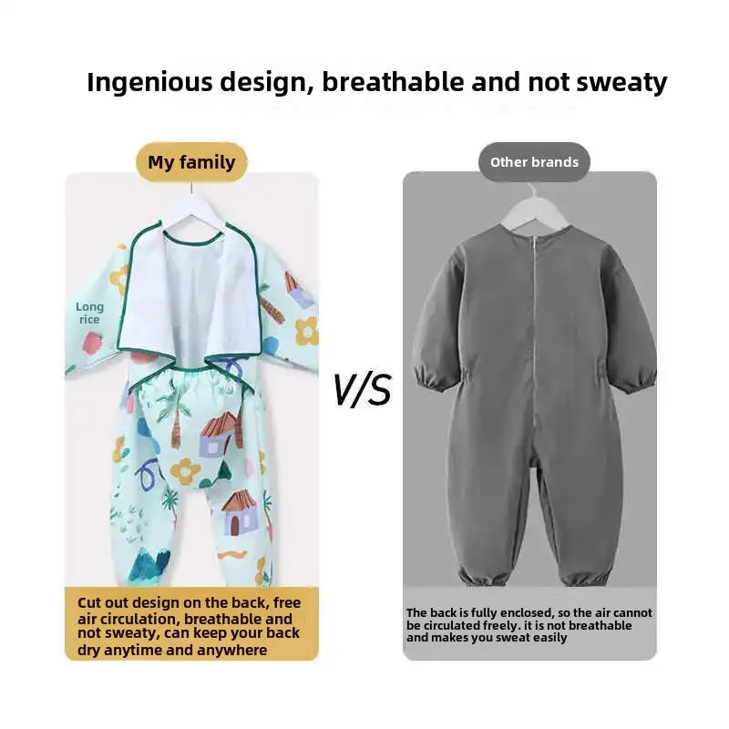 Baby Outdoor Romper Suit Dirt Resistant Crawling Suit One Piece Coverall Feeding Smock Child Protection Clothes Baby Clothes